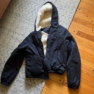 Fuzzy Sherpa lined black jacket